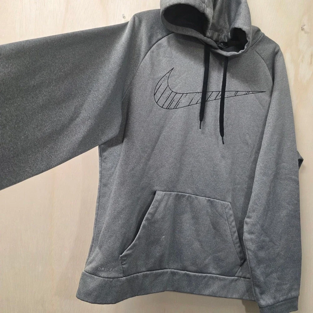 Nike Dri-FIT Mens Large Gray Heathered Pullover Hoodie Fleece Sweatshirt